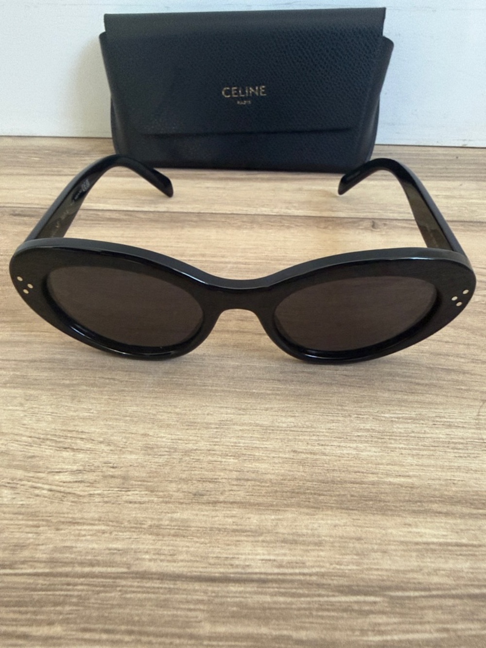Celine Black Oval Cat-Eye Women's Sunglasses - Picture 4 of 6
